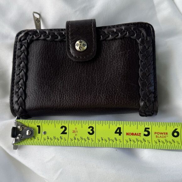 Patricia Nash Leather Womens Wallet Brown 5x3 Zipper & Snap Multi Compartment - Picture 2 of 8